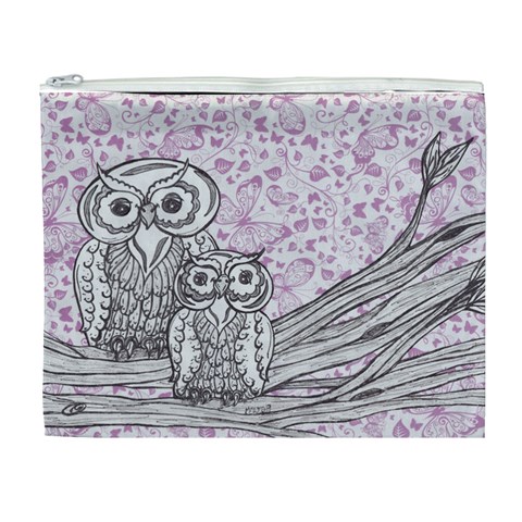 Owls and Butterflies 2 Cosmetic Bag (XL) from ArtsNow.com Front