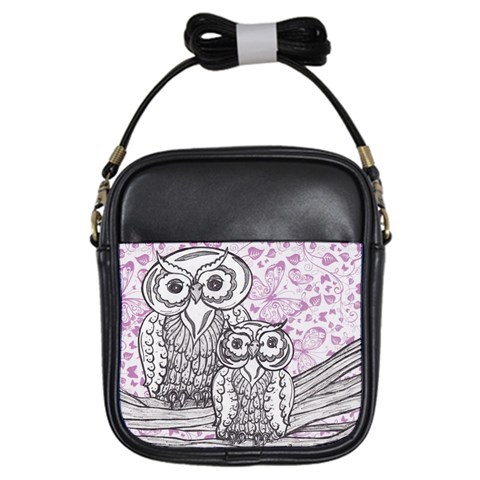 Owls and Butterflies 2 Girls Sling Bag from ArtsNow.com Front