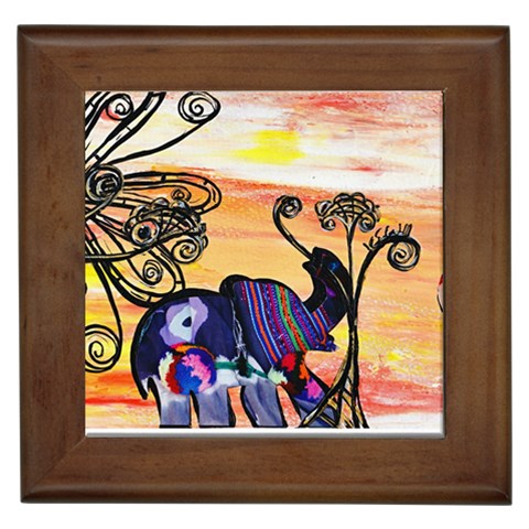 Indian Elephants Framed Tile from ArtsNow.com Front