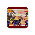 Indian Elephants Rubber Coaster (Square)