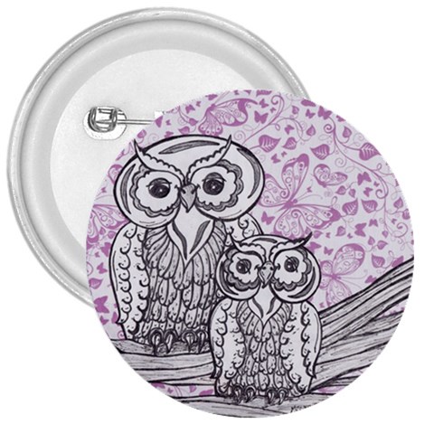 Owls and Butterflies 2 3  Button from ArtsNow.com Front