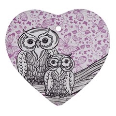 Owls and Butterflies 2 Heart Ornament (Two Sides) from ArtsNow.com Back