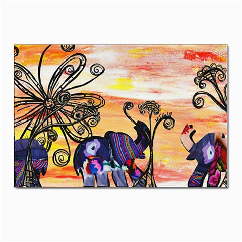 Indian Elephants Postcard 4 x 6  (Pkg of 10) from ArtsNow.com Front