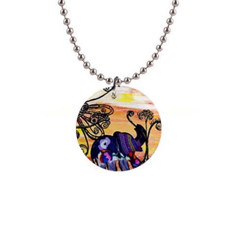 Indian Elephants 1  Button Necklace from ArtsNow.com Front