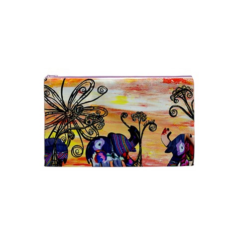 Indian Elephants Cosmetic Bag (Small) from ArtsNow.com Front