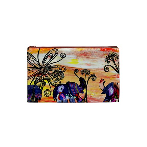 Indian Elephants Cosmetic Bag (Small) from ArtsNow.com Front