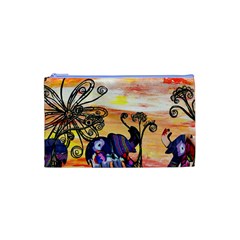 Indian Elephants Cosmetic Bag (Small) from ArtsNow.com Front