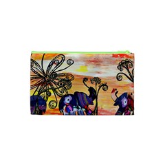 Indian Elephants Cosmetic Bag (Small) from ArtsNow.com Back