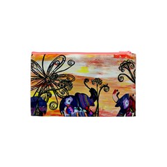 Indian Elephants Cosmetic Bag (Small) from ArtsNow.com Back