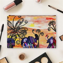 Indian Elephants Cosmetic Bag (Large) from ArtsNow.com Front