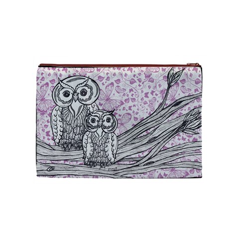 Owls and Butterflies 2 Cosmetic Bag (Medium) from ArtsNow.com Front