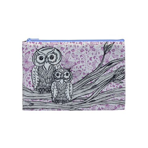 Owls and Butterflies 2 Cosmetic Bag (Medium) from ArtsNow.com Front