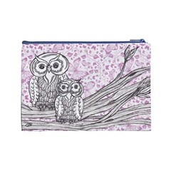 Owls and Butterflies 2 Cosmetic Bag (Large) from ArtsNow.com Back