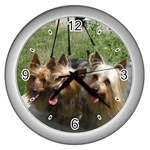 Silky Terrier Dogs Wall Clock (Silver)