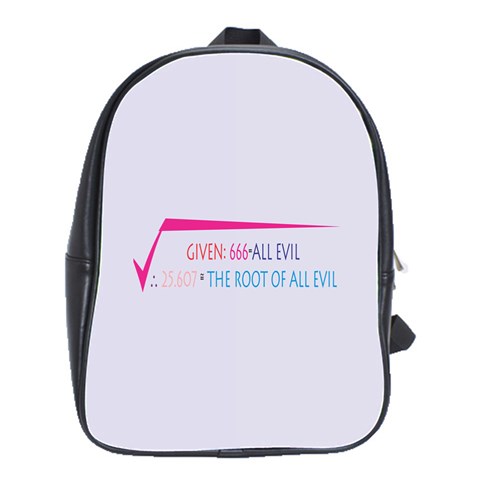 Square Root of all Evil School Bag (Large) from ArtsNow.com Front