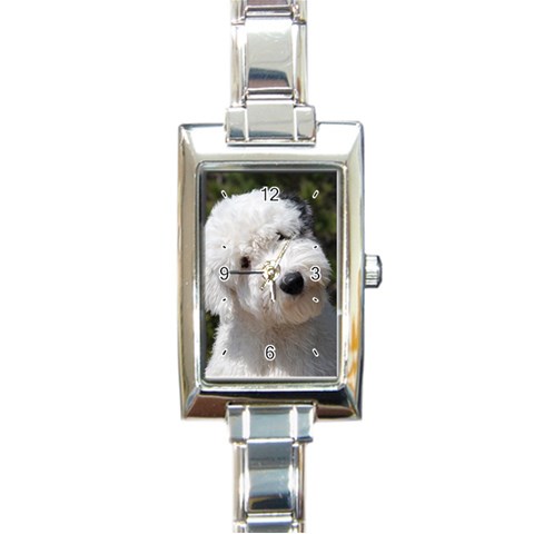 Old English Sheepdog Rectangular Italian Charm Watch from ArtsNow.com Front