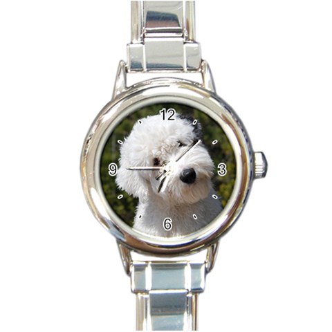 Old English Sheepdog Round Italian Charm Watch from ArtsNow.com Front