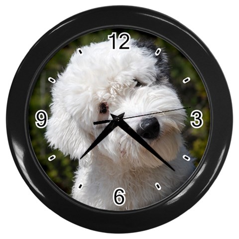 Old English Sheepdog Wall Clock (Black) from ArtsNow.com Front