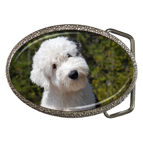 Old English Sheepdog Belt Buckle from ArtsNow.com Front