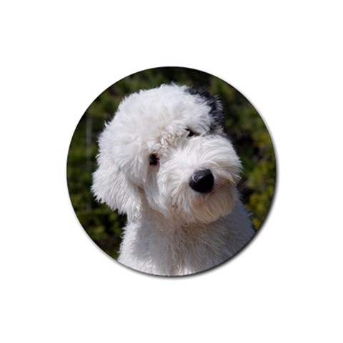 Old English Sheepdog Rubber Round Coaster (4 pack) from ArtsNow.com Front