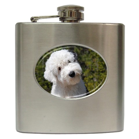 Old English Sheepdog Hip Flask (6 oz) from ArtsNow.com Front