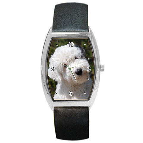 Old English Sheepdog Barrel Style Metal Watch from ArtsNow.com Front