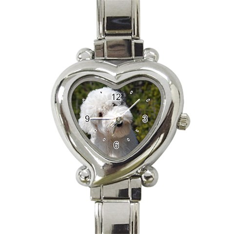 Old English Sheepdog Heart Italian Charm Watch from ArtsNow.com Front