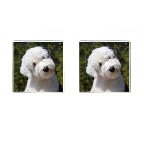 Old English Sheepdog Cufflinks (Square) from ArtsNow.com Front(Pair)