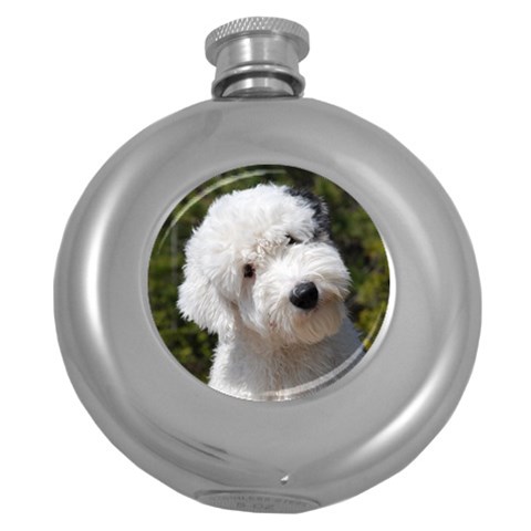 Old English Sheepdog Hip Flask (5 oz) from ArtsNow.com Front