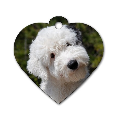 Old English Sheepdog Dog Tag Heart (One Side) from ArtsNow.com Front