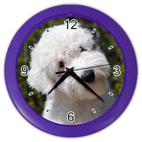 Old English Sheepdog Color Wall Clock from ArtsNow.com Front