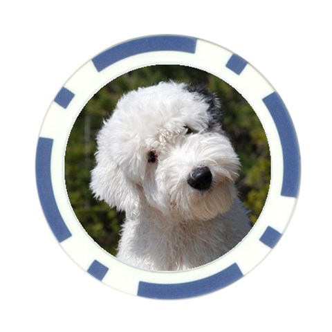 Old English Sheepdog Poker Chip Card Guard from ArtsNow.com Front