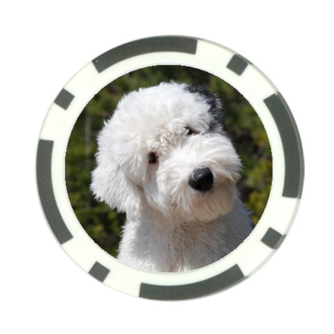 Old English Sheepdog Poker Chip Card Guard from ArtsNow.com Back