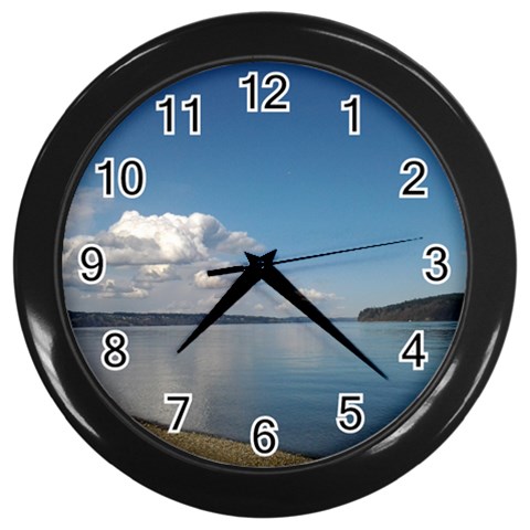 Puget Sound Wall Clock (Black) from ArtsNow.com Front