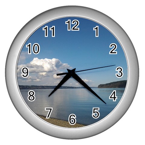 Puget Sound Wall Clock (Silver) from ArtsNow.com Front