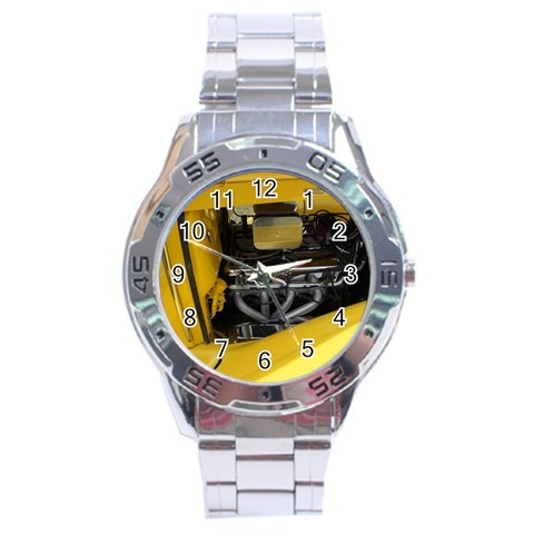 Yellow Power Stainless Steel Analogue Men’s Watch from ArtsNow.com Front