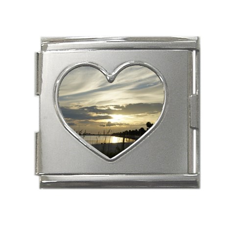 Beach Volleyball Mega Link Heart Italian Charm (18mm) from ArtsNow.com Front