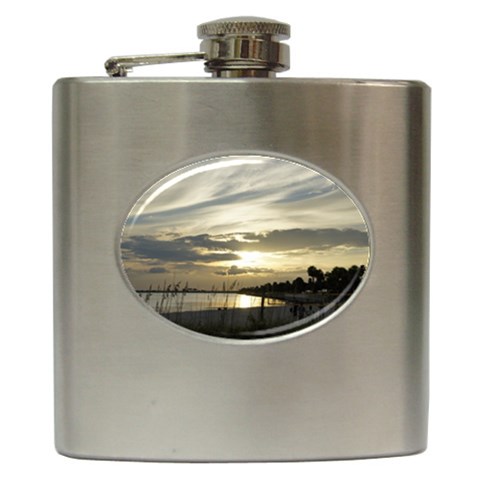 Beach Volleyball Hip Flask (6 oz) from ArtsNow.com Front