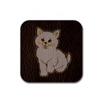 Leather-Look Kitten Rubber Square Coaster (4 pack)