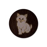 Leather-Look Kitten Rubber Round Coaster (4 pack)