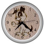 Leather-Look Dog Wall Clock (Silver)