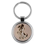 Leather-Look Dog Key Chain (Round)
