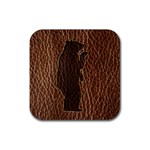Leather-Look Black Bear Rubber Square Coaster (4 pack)