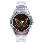 Leather-Look Butterfly Stainless Steel Analogue Men’s Watch