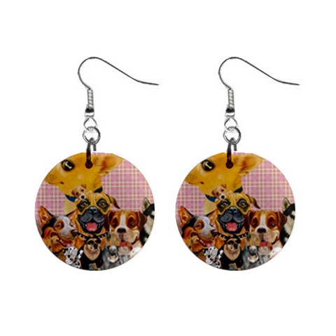 Dogs Are Fun  1  Button Earrings from ArtsNow.com Front