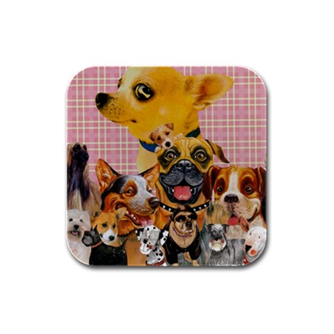 Dogs Are Fun  Rubber Square Coaster (4 pack) from ArtsNow.com Front