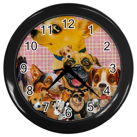 Dogs Are Fun  Wall Clock (Black) from ArtsNow.com Front