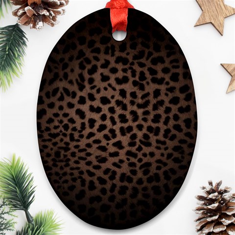 Leopard Print Dark	 Oval Ornament (Two Sides) from ArtsNow.com Back