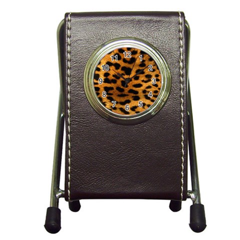 Jaguar Print	 Pen Holder Desk Clock from ArtsNow.com Front