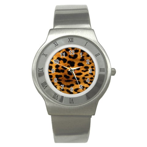 Jaguar Print	 Stainless Steel Watch from ArtsNow.com Front